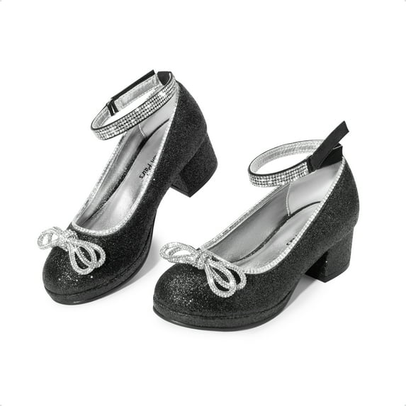 BURUDANI Girls Closed Toe Dress Shoes Low Heel Ankle Strap Pumps for Toddler/Little/Big Kids Party Wedding & Princess Style