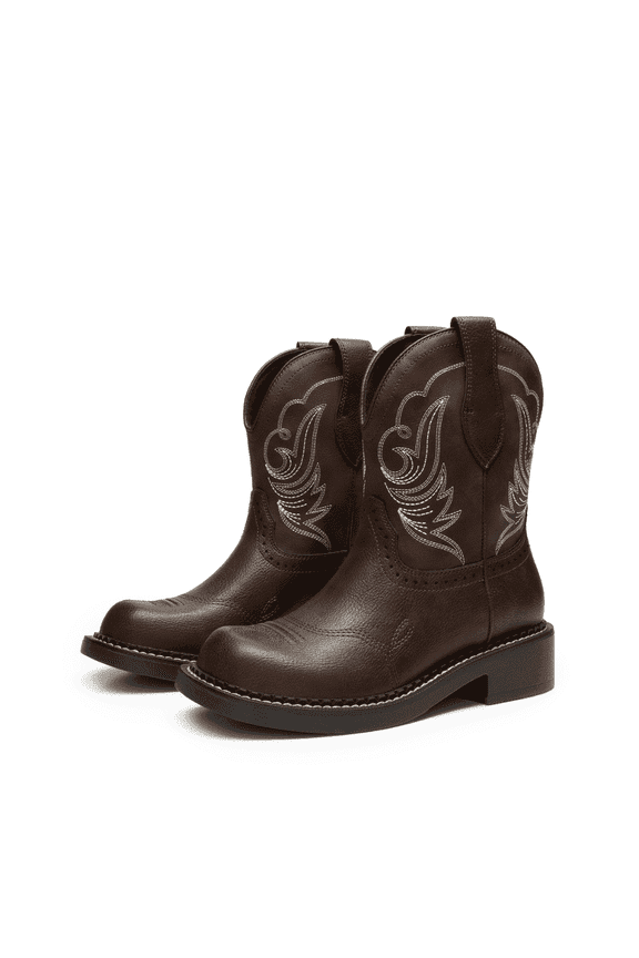 Women's Mid-Calf Cowboy Cowgirl Boots Embroidered Pull-On Western Boots