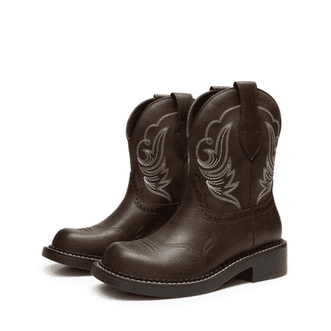 BURUDANI Women's Mid-Calf Cowboy Cowgirl Boots Embroidered Pull-On Western Boots