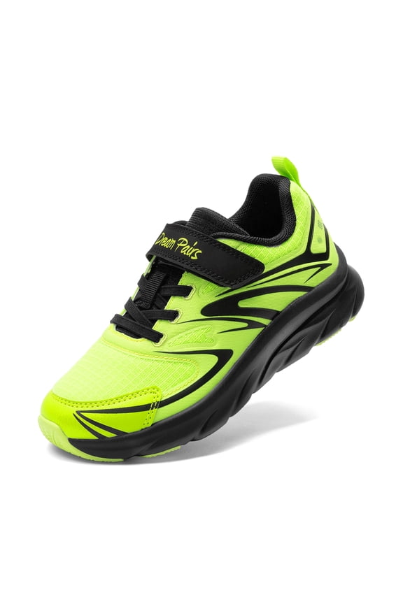 Boys&Girls Lightweight Sneakers with Hook and Loop Breathable Kids Running Shoes