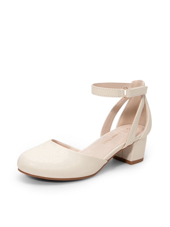 Girls Dress Shoes Closed Toe High Heels Ankle Strap Toddler Little Big Kid Wedding Flower Party Pump