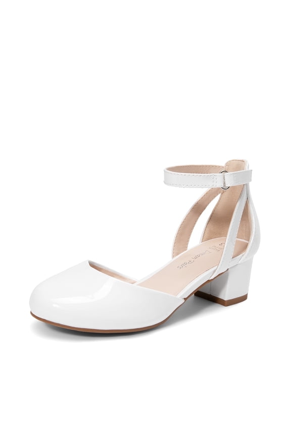 Girls Dress Shoes Closed Toe High Heels Ankle Strap Toddler Little Big Kid Wedding Flower Party Pump