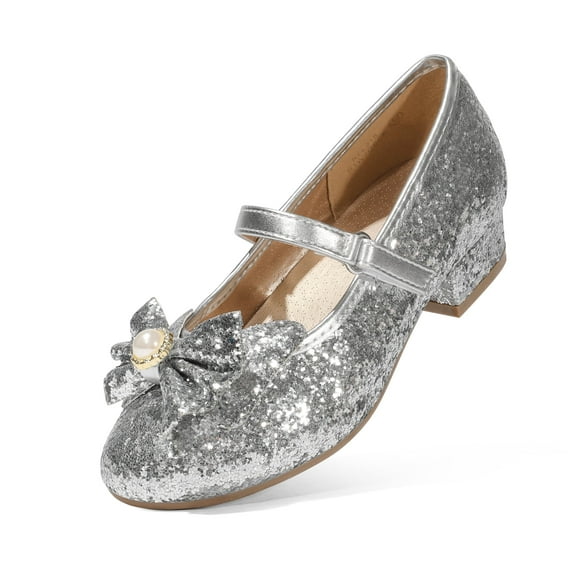 DREAM PAIRS Girls Dress Shoes Low Heel Flower Party Wedding Princess Mary Jane Shoes