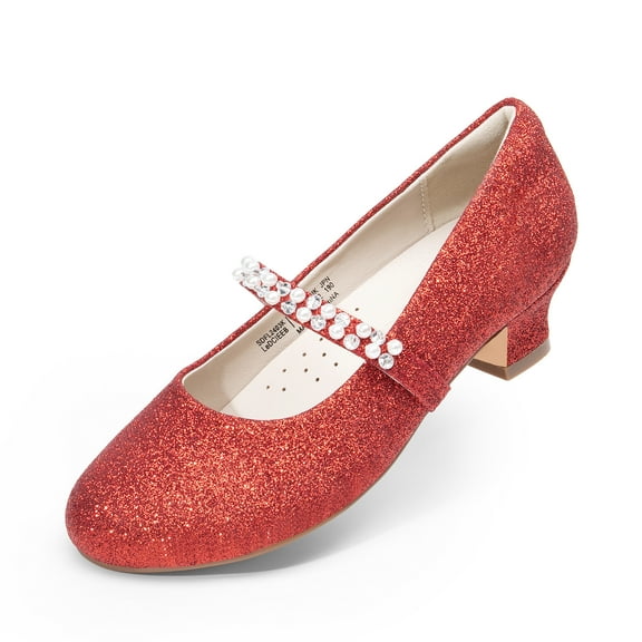 DREAM PAIRS Girls Dress Shoes Low Heels for Little Big Girl Mary Jane Shoes with Pearl Rhinestones Flower Girl Pumps Princess Wedding Party
