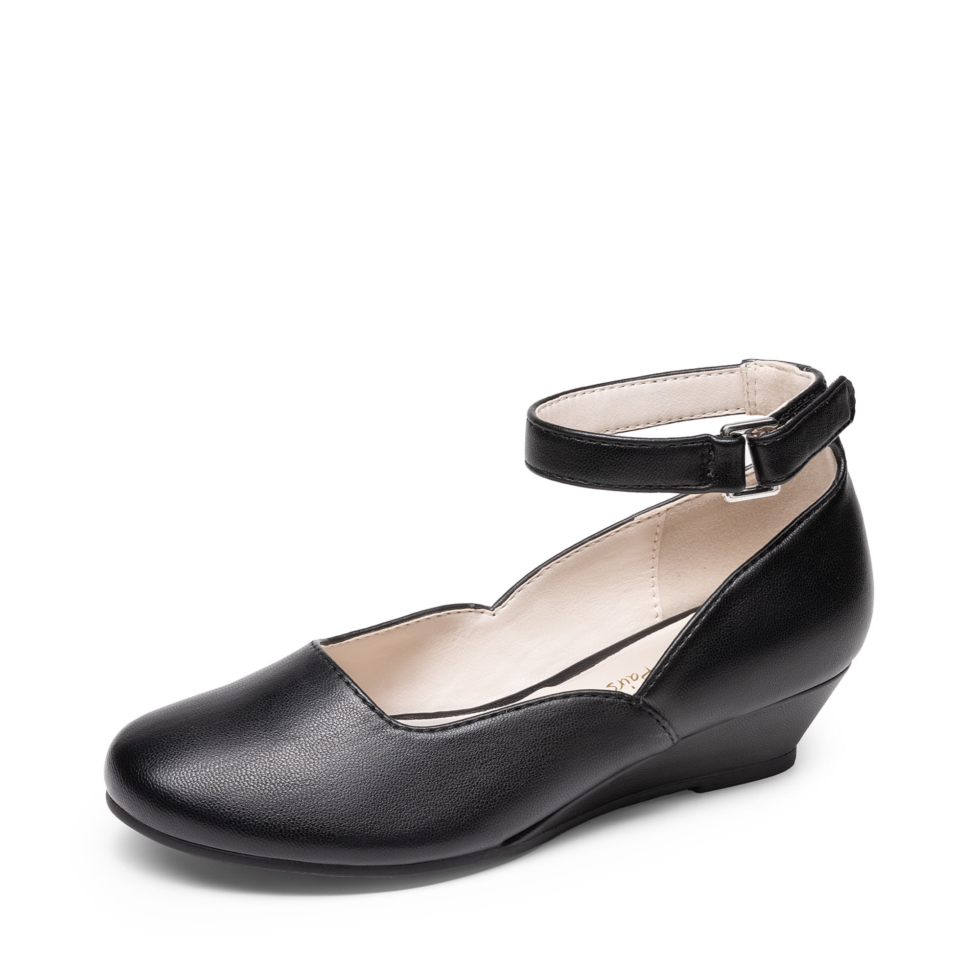 DREAM PAIRS Girls Dress Shoes Low Wedge Heels Ankle Strap Wedding