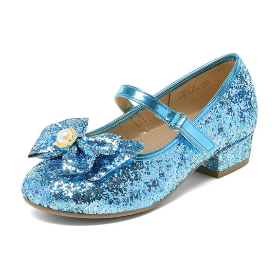 DREAM PAIRS Girls Mary Jane Dress Shoes – Glitter Low Heels for Toddler & Little Kids, Flower Party Wedding Shoes