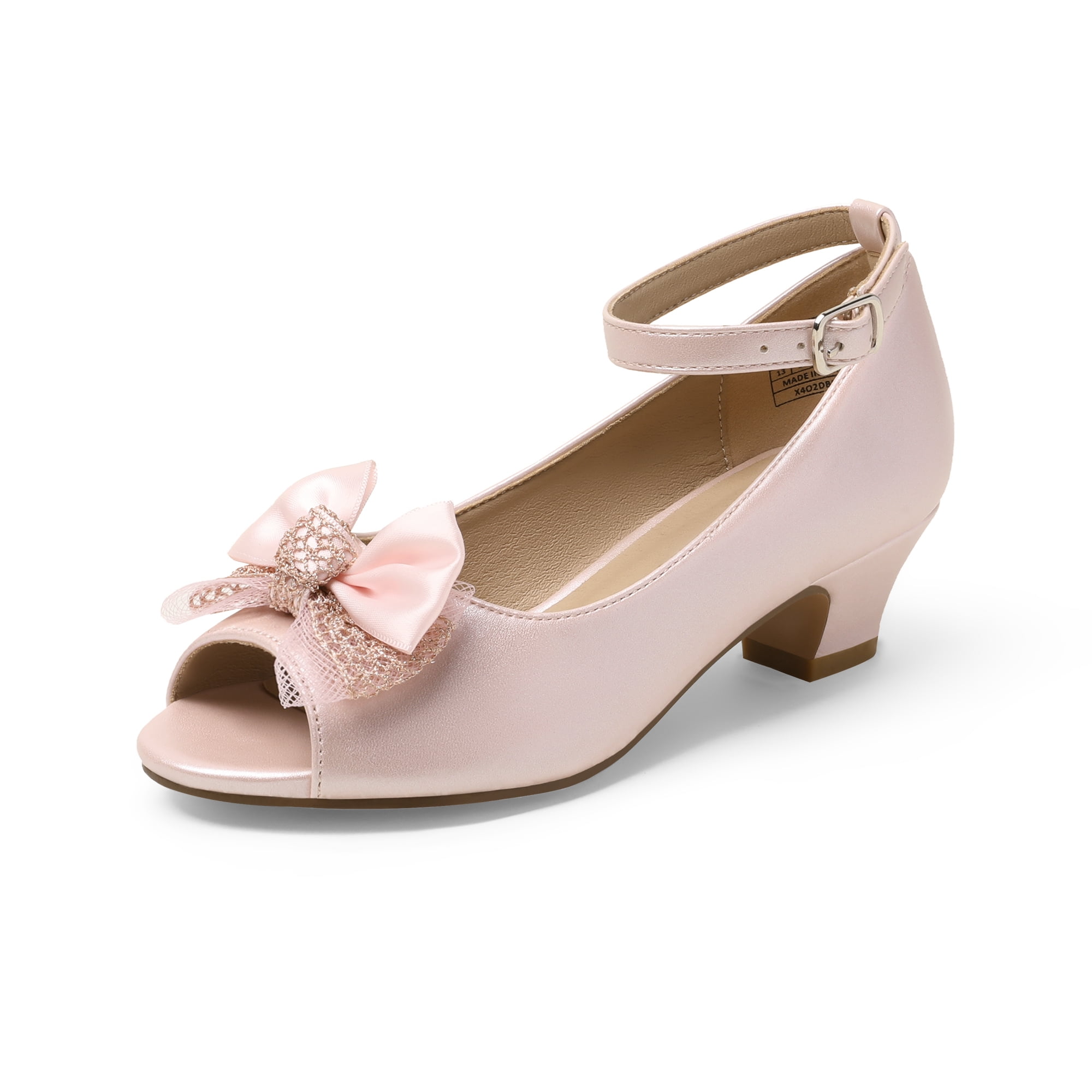 Swea Pea & Lilli Girl's Anna-B Peep Toe Dress Shoe With Satin Flowers – Kids' Formal Shoes