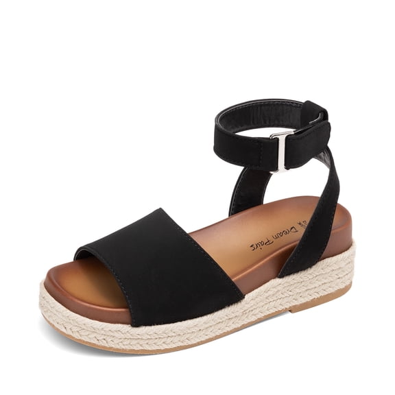 DREAM PAIRS Girls Flatform Wedge Open Toe Espadrille Sandals with Buckle Ankle Strap for Little Kid/Big Kid