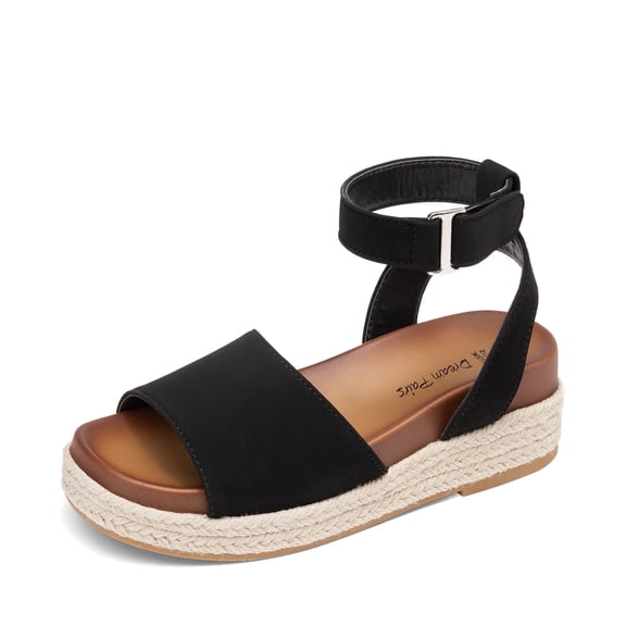 DREAM PAIRS Girls Flatform Wedge Open Toe Espadrille Sandals with Buckle Ankle Strap for Little Kid/Big Kid