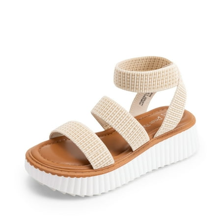 DREAM PAIRS Girls Flatform Wedge Open Toe platform Summer Sandals with Buckle Ankle Strap for Little Kid/Big Kid