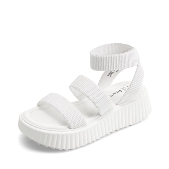 DREAM PAIRS Girls Flatform Wedge Open Toe platform Summer Sandals with Buckle Ankle Strap for Little Kid/Big Kid