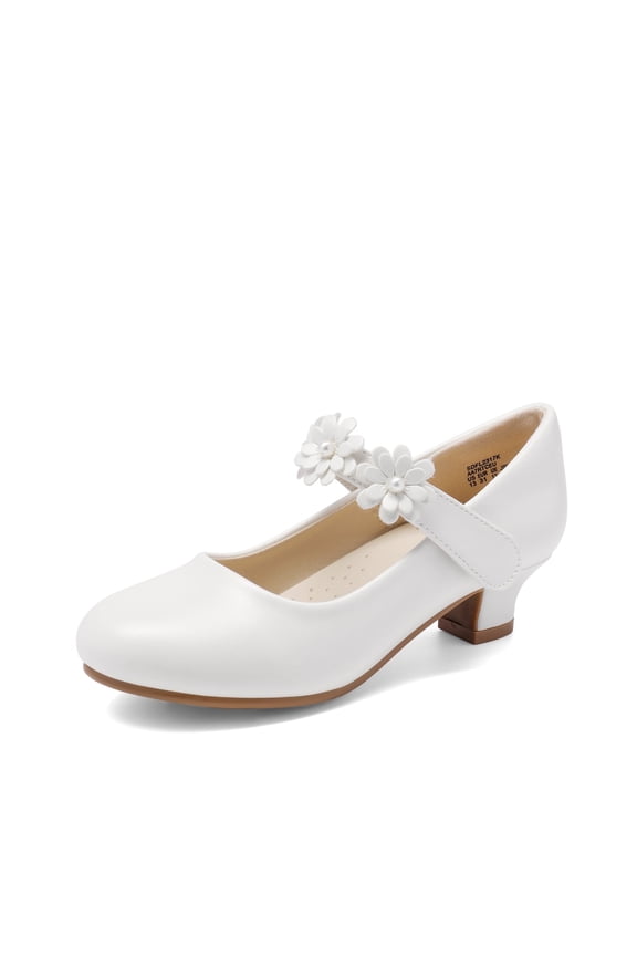 Girls Mary Jane Dress Shoes Pumps Low Heels Flower Party Wedding Princess