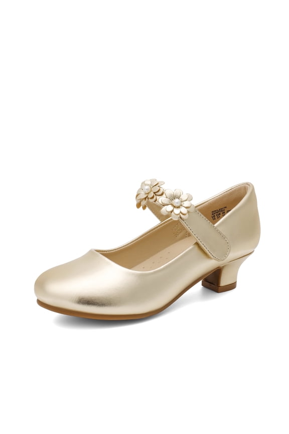 Girls Mary Jane Dress Shoes Pumps Low Heels Flower Party Wedding Princess