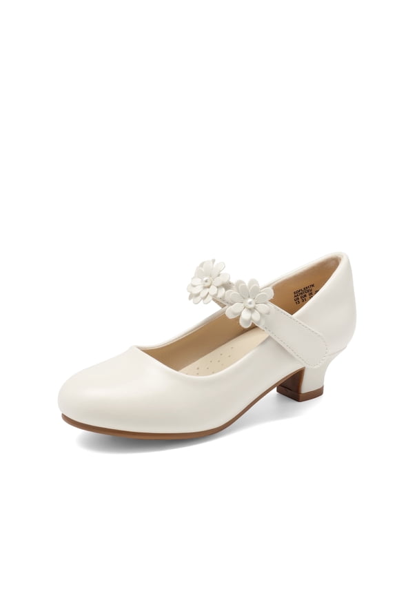 Girls Mary Jane Dress Shoes Pumps Low Heels Flower Party Wedding Princess