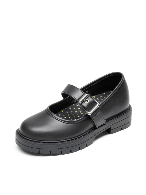 Girls'Mary Jane School Flats Classic Uniform Dress Shoes