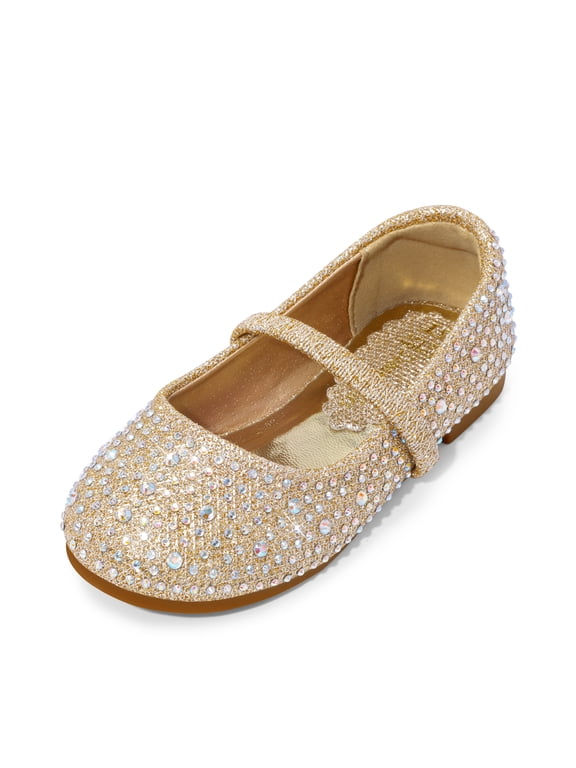 Girls Mary Jane Rhinestone Studded Slip On Ballet Flats Toddler