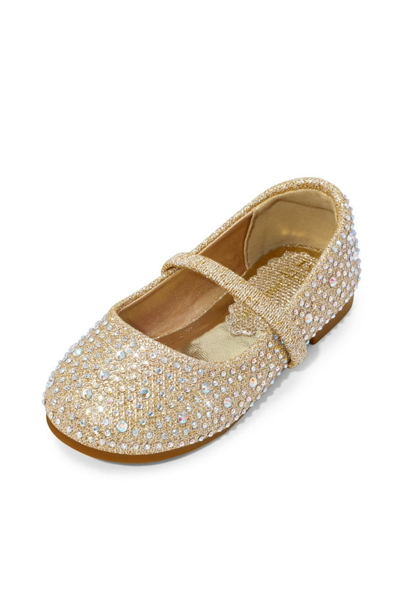Girls Mary Jane Rhinestone Studded Slip On Ballet Flats Toddler