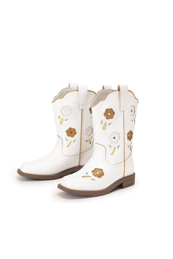 DREAM PAIRS Girls' Mid-Calf Cowboy Boots, Western Riding Boots for Toddler/Little Kid/Big Kid