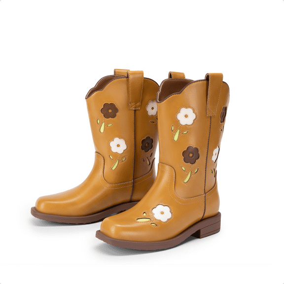 DREAM PAIRS Girls' Mid-Calf Cowboy Boots, Western Riding Boots for Toddler/Little Kid/Big Kid