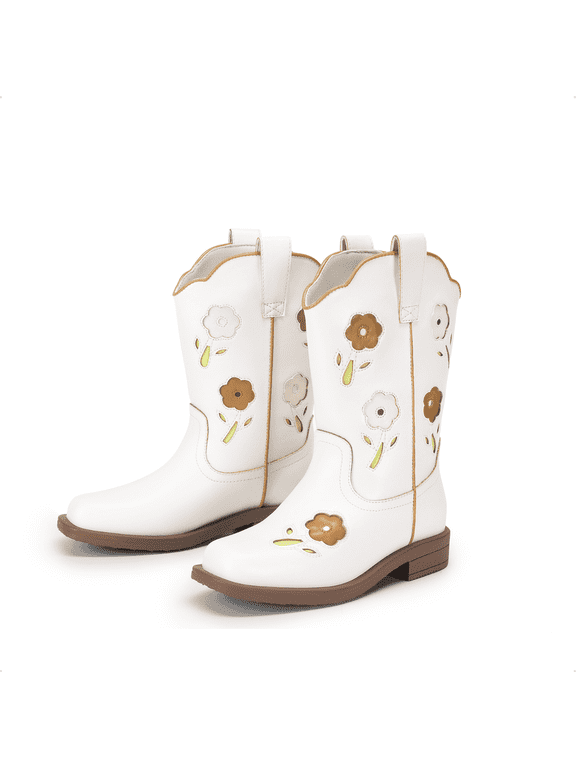 DREAM PAIRS Girls' Mid-Calf Cowboy Boots, Western Riding Boots for Toddler/Little Kid/Big Kid
