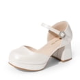 thumbnail image 1 of DREAM PAIRS Girls' Platform Mary Jane Pumps Chic Chunky High Heel Dress Shoes with Rhinestone Buckle Comfortable Square Toe Party Shoes for Kids, 1 of 6
