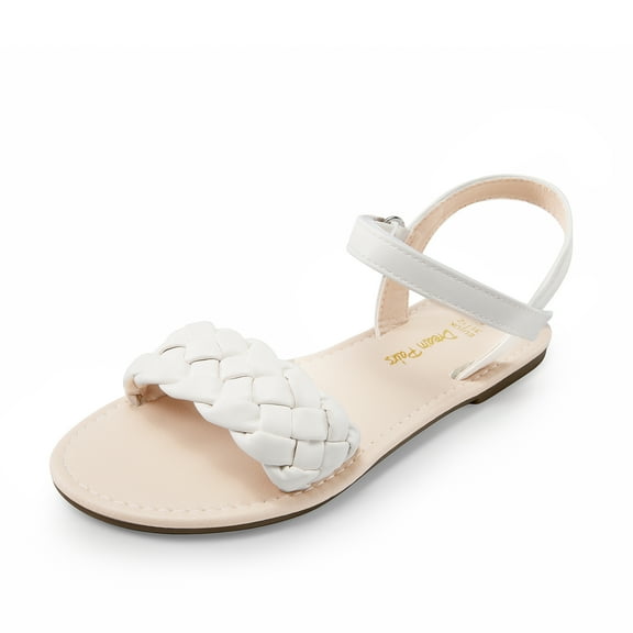 DREAM PAIRS Girls Sandals Classic Open Toe Braided Flat Sandals Summer Dress Shoes