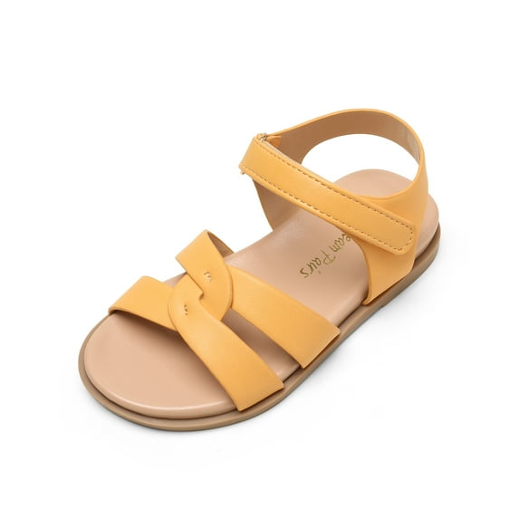 DREAM PAIRS Girls Sandals Open Toe Princess Flat Sandals Strappy Summer Shoes Toddler/Little Kid