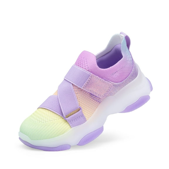 DREAM PAIRS Girls’ Slip-On Sneakers, Z-Strap Walking Shoes with Colorful Jelly Sole