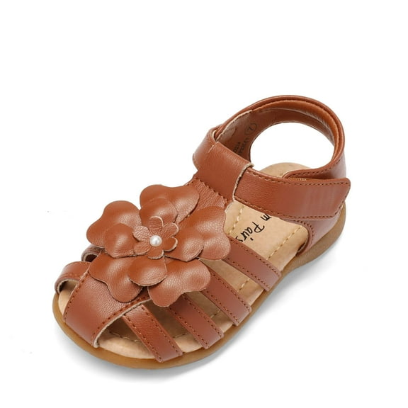 Dream Pairs Toddler Girls’ Closed‑Toe Flower Summer Dress Sandals