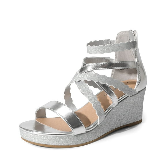 DREAM PAIRS Girls Wedge Sandals Flatform Open Toe Platform Sandals Flower Wedding Party for Little Kid/Big Kid