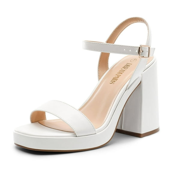 BURUDANI Heels for Women Block Chunky Platform High Heels Open Toe GISELLE Fashion Wedding Party Evening Prom Dance Ankle Strap Dress Pump Sandals Shoes