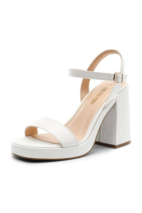 Heels for Women Block Chunky Platform High Heels Open Toe GISELLE Fashion Wedding Party Evening Prom Dance Ankle Strap Dress Pump Sandals Shoes