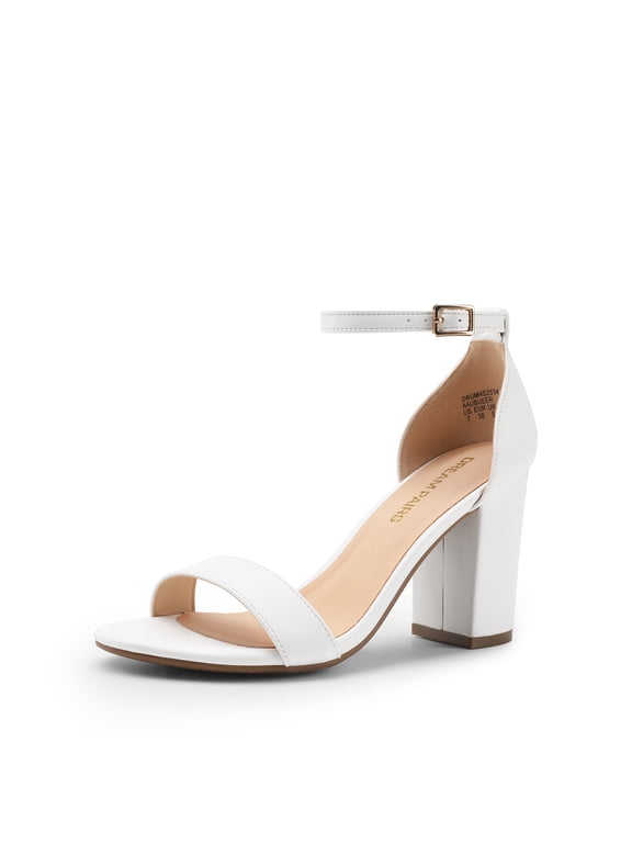 Heels for Women Chunky Block Heel Open Toe Ankle Strap 3.5 Inch Heeled Sandals for Party Date Wedding