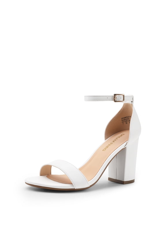 Heels for Women Chunky Block Heel Open Toe Ankle Strap 3.5 Inch Heeled Sandals for Party Date Wedding