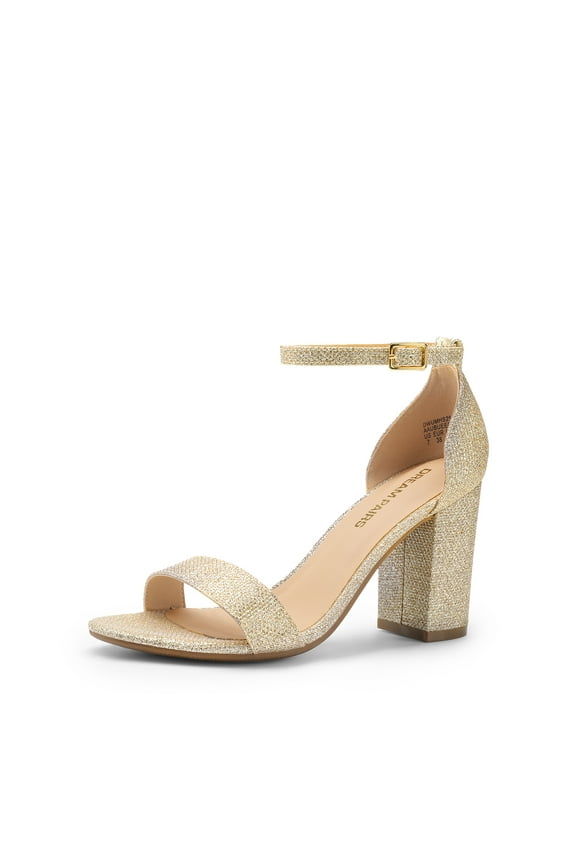 Heels for Women Chunky Block Heel Open Toe Ankle Strap 3.5 Inch Heeled Sandals for Party Date Wedding