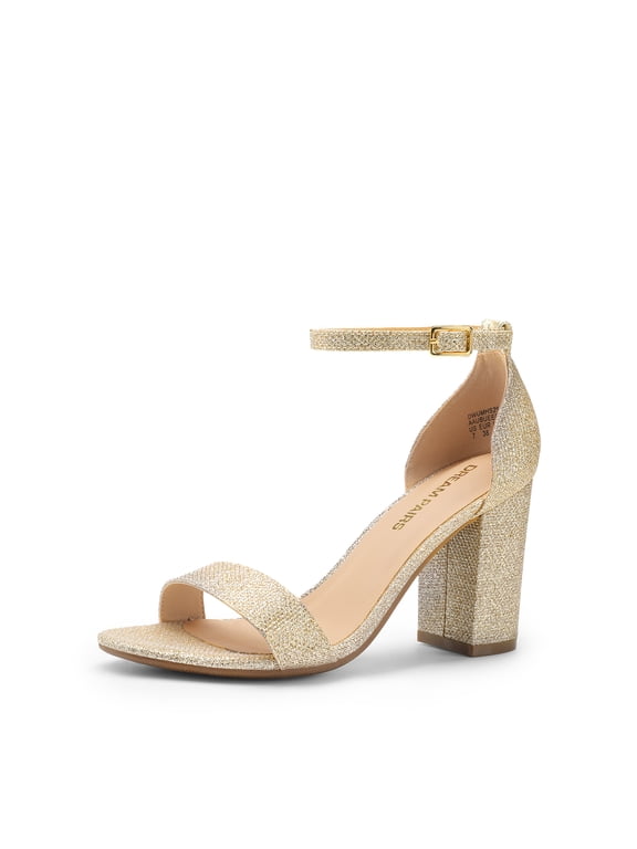 Heels for Women Chunky Block Heel Open Toe Ankle Strap 3.5 Inch Heeled Sandals for Party Date Wedding
