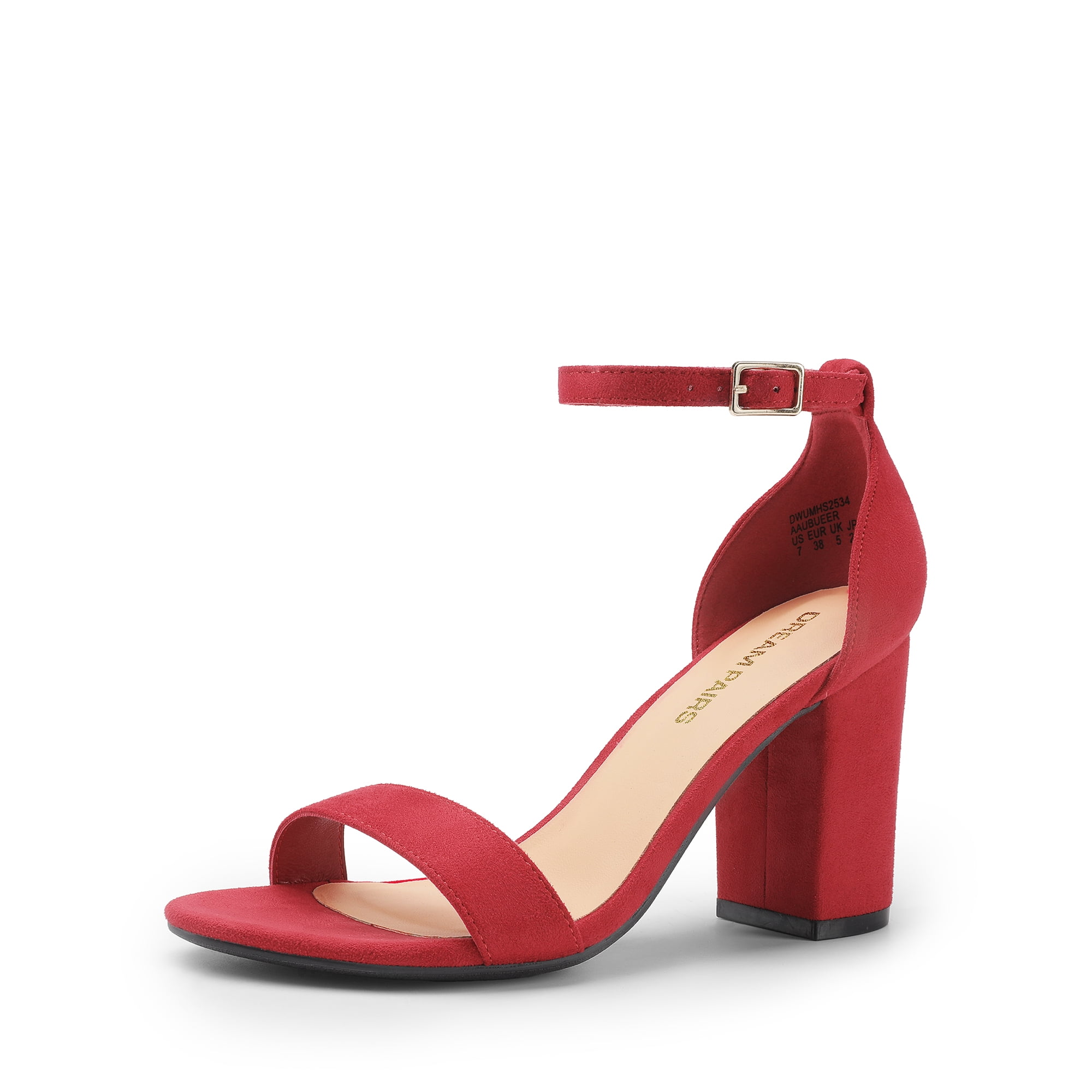 DREAM PAIRS Heels for Women Chunky Block Heel Open Toe Ankle Strap