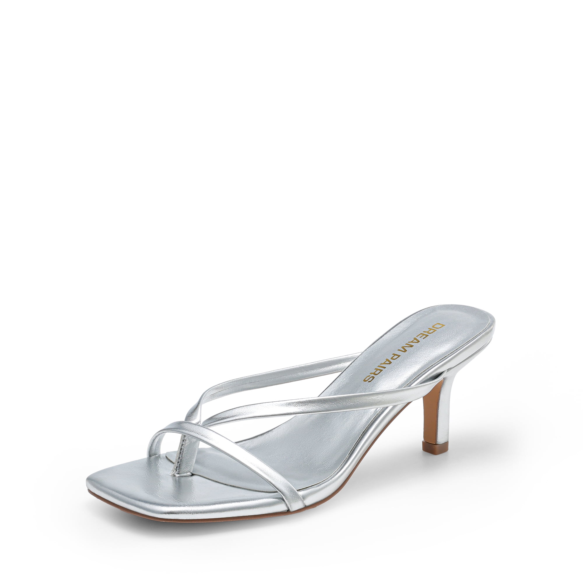 AMBELIGHT Women's Slip-On Kitten Heel Sandals - Square Toe, 2 Inch Heel, Matte Casual - View #2