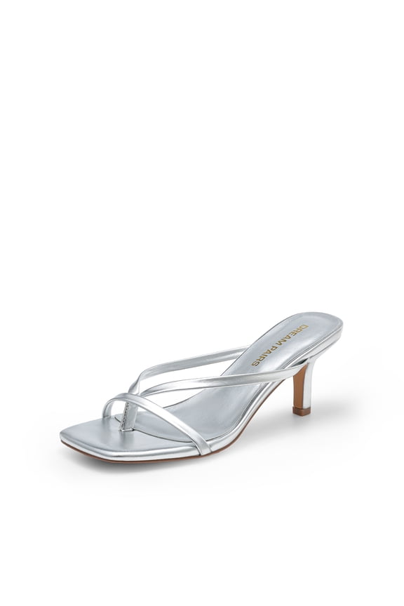 Heels for Women Flip Flops Kitten Low Heels Open Square Toe Thong Heeled Sandals, Sexy Fashion Comfort Shoes for Party Casual Slides