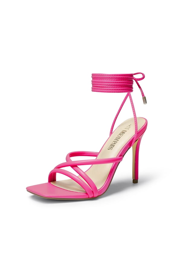 Heels for Women Strappy High Stiletto Lace Up Heeled Sandals Square Open Toe Heels for Prom Party Dating