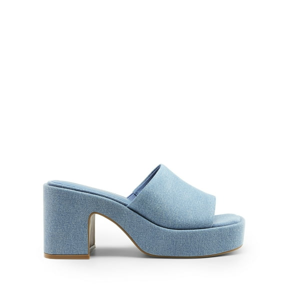 BURUDANI High Chunky Platform Heels for Women Fashion Comfort Slip on Square Open Toe Block Heel Sandals