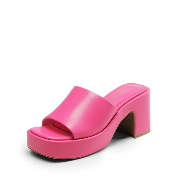 DREAM PAIRS High Chunky Platform Heels for Women Fashion Comfort Slip on Square Open Toe Block Heel Sandals