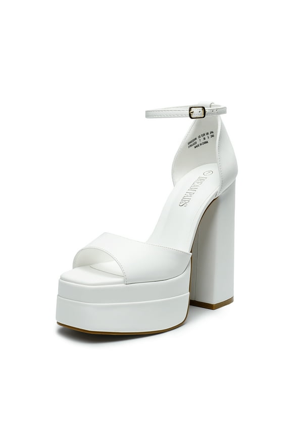 High Heels Chunky Block Platform Heels for Women Ankle Strap Sexy Open Square Toe Heels Dressy Pumps Sandals