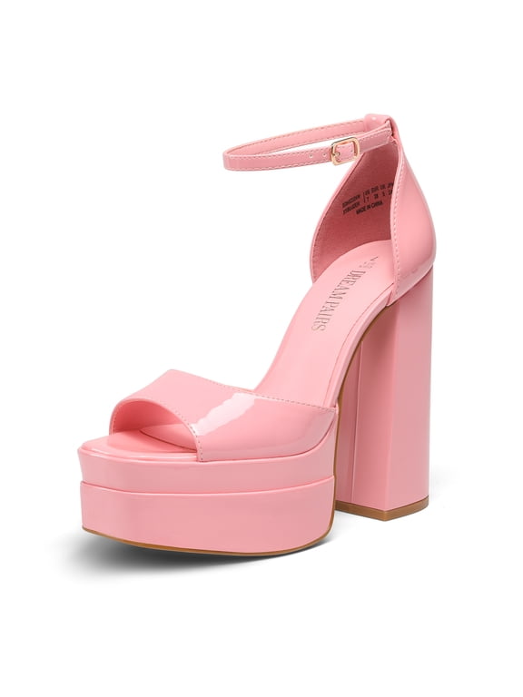 High Heels Chunky Block Platform Heels for Women Ankle Strap Sexy Open Square Toe Heels Dressy Pumps Sandals