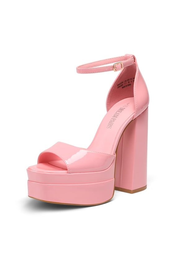 High Heels Chunky Block Platform Heels for Women Ankle Strap Sexy Open Square Toe Heels Dressy Pumps Sandals