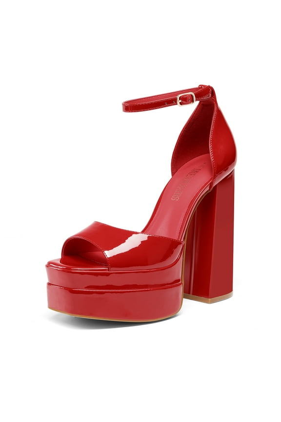 High Heels Chunky Block Platform Heels for Women Ankle Strap Sexy Open Square Toe Heels Dressy Pumps Sandals