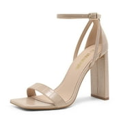 DREAM PAIRS High Heels Chunky Block Square Toe Heels for Women Dressy Open Toe Heel Sandals