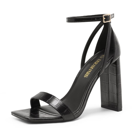DREAM PAIRS High Heels Chunky Block Square Toe Heels for Women Dressy Open Toe Heel Sandals