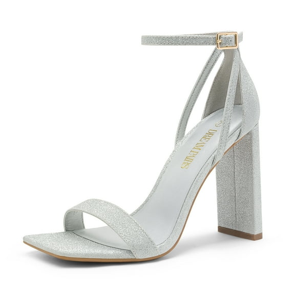 DREAM PAIRS High Heels Chunky Block Square Toe Heels for Women Dressy Open Toe Heel Sandals
