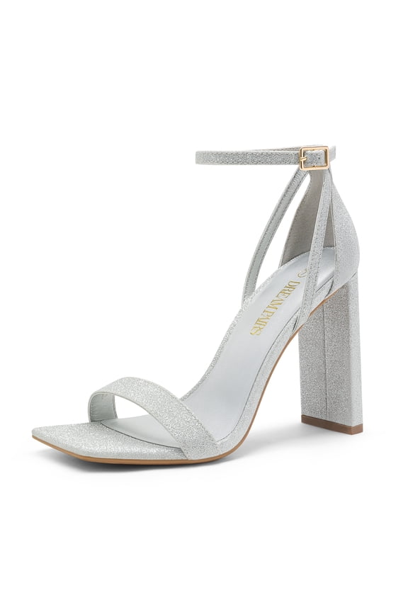 High Heels Chunky Block Square Toe Heels for Women Dressy Open Toe Heel Sandals